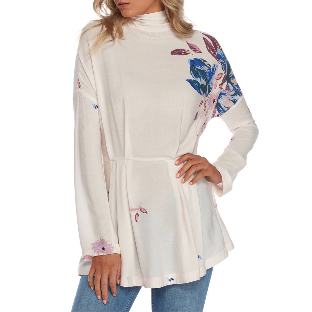 Free People Ivory Floral Print Dress or Long Tunic - Picture 3 of 8